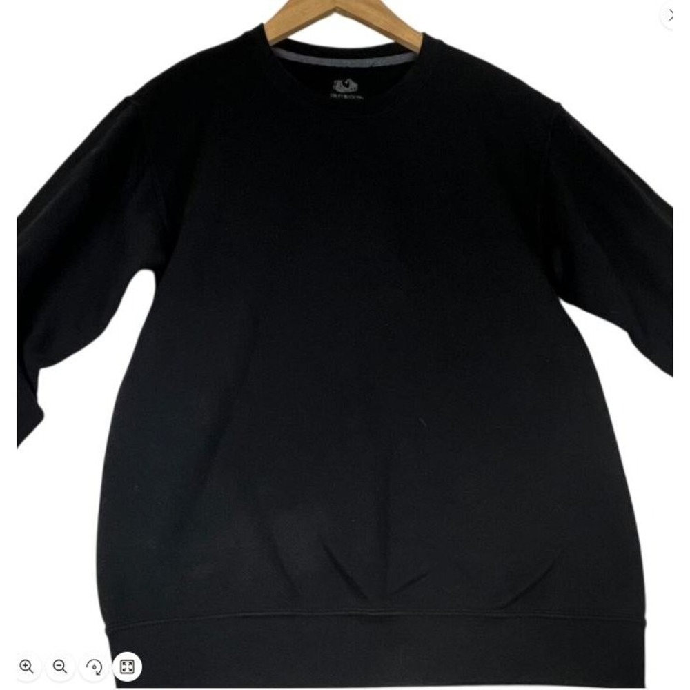 Fruit of the Loom Mens Small Black Crewneck Sweatshirt Solid Fleece Pullover